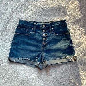 High-Rise Denim Shorts in Derby Wash: Button-Front Edition